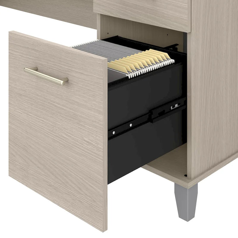 Bush Furniture Somerset 60W L-förmiger Schreibtisch mit Aufsatzregal