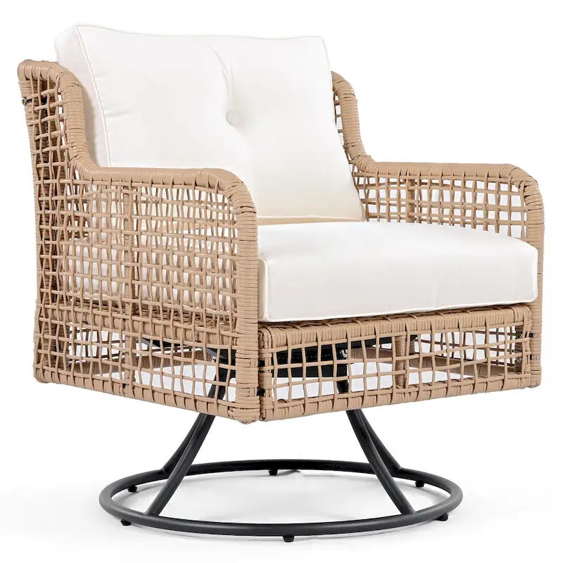 4-delige loungeset van rotan voor buiten met draaibare stoelen en salontafel