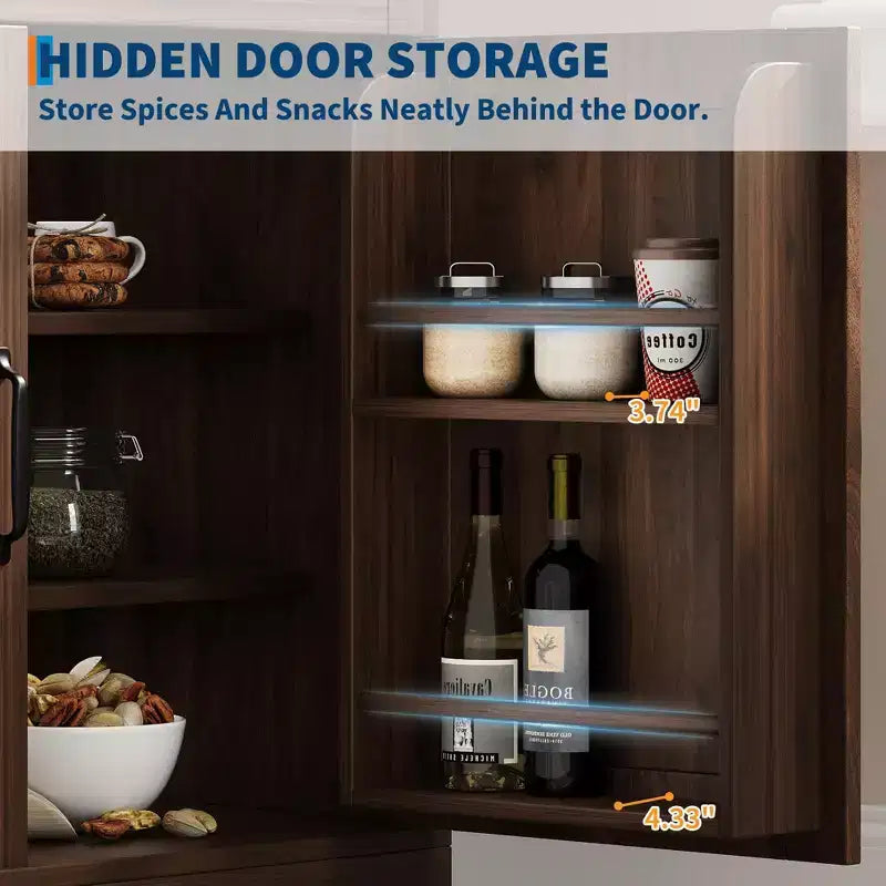 Dispensa stile rustico da fattoria, mobile da cucina indipendente con ripiani regolabili, organizer multifunzione per cucina, sala da pranzo e soggiorno