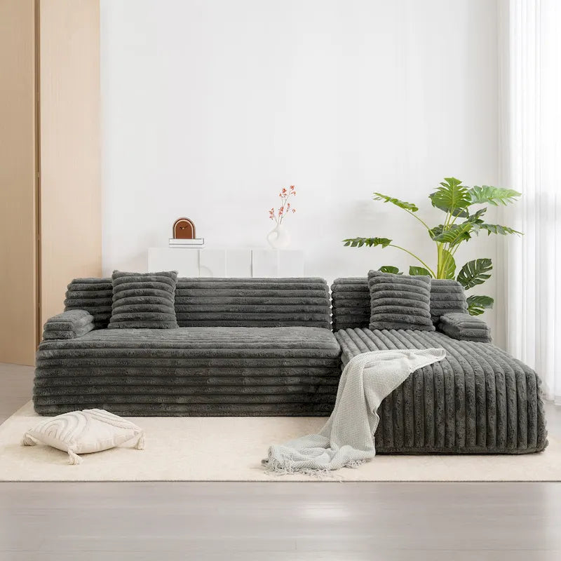 Cloud-Ecksofa, modernes Polstersofa mit 2 Zierkissen, frei kombinierbares Sofa, modulares Ecksofa in L-Form