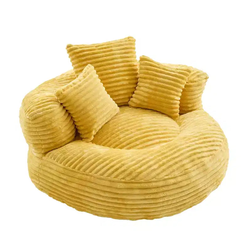 Sitzsacksofa für Erwachsene und Kinder, übergroßer Cord-Sitzsack mit 3 Kissen und Armlehnen für Wohnzimmer und Schlafzimmer - ModernLuxe