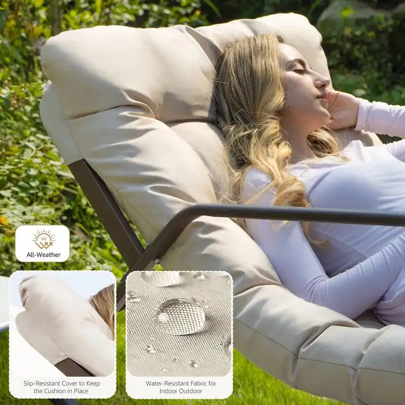 Übergroßer Schaukel-Loungesessel, extra großer Outdoor-Liegestuhl für 450 lbs mit wasserabweisenden Kissen