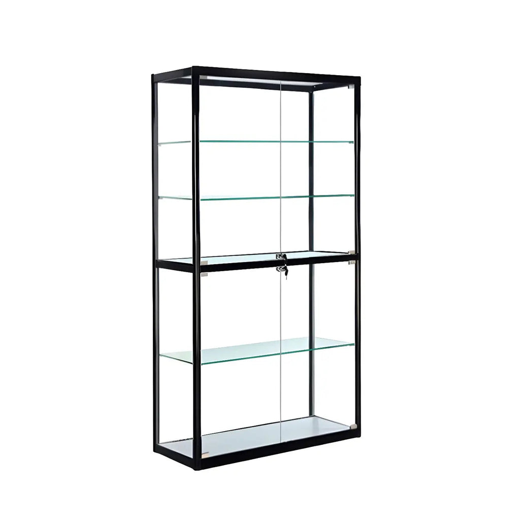 Moderner rechteckiger Vitrinenschrank aus schwarzem Glas