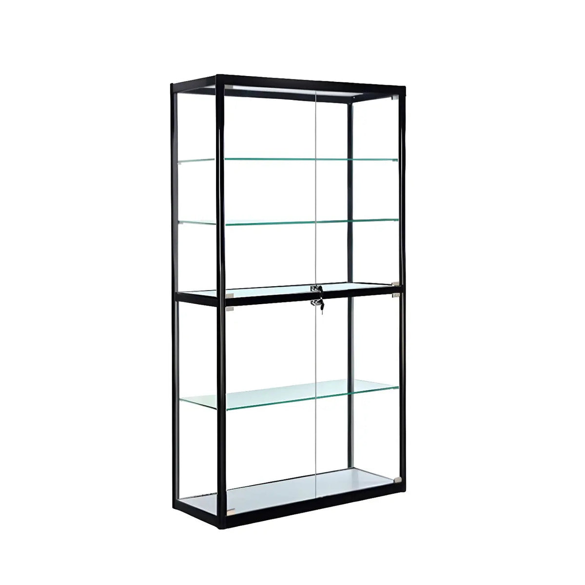 Moderner rechteckiger Vitrinenschrank aus schwarzem Glas