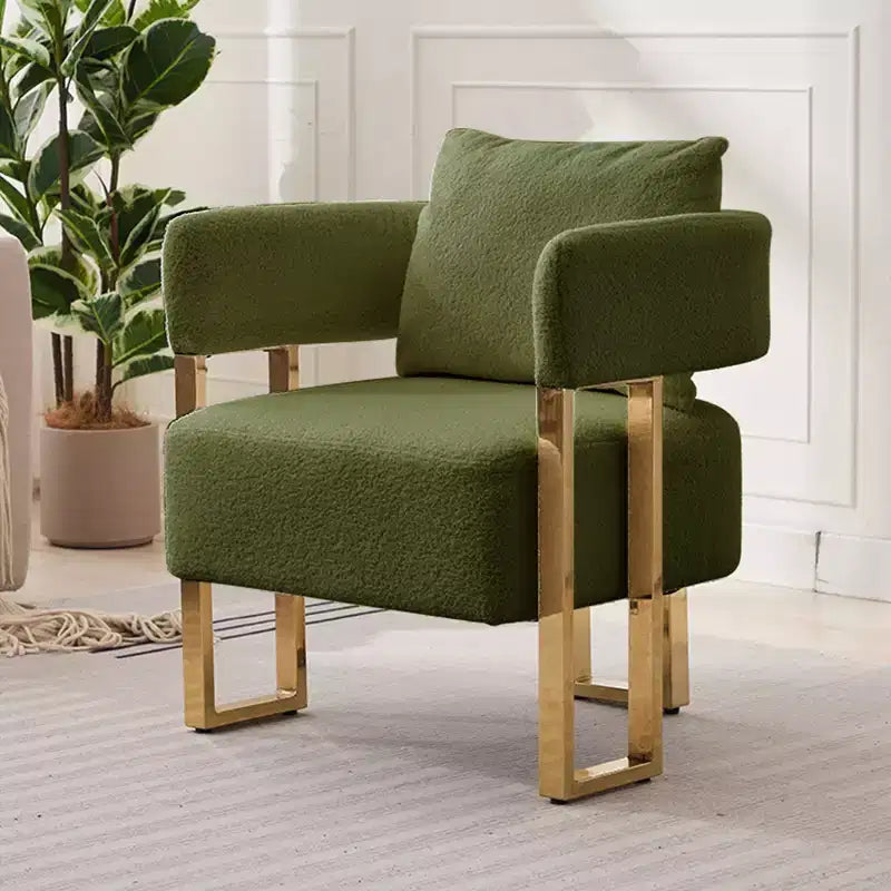 Set van 2 moderne gestoffeerde fauteuils met gouden metalen poten voor woonkamer, slaapkamer of kantoor