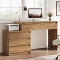 Scrivania per computer Lantine con 5 cassetti, scrivania direzionale in legno con schedario e supporto per stampante, per ufficio domestico e piccoli spazi