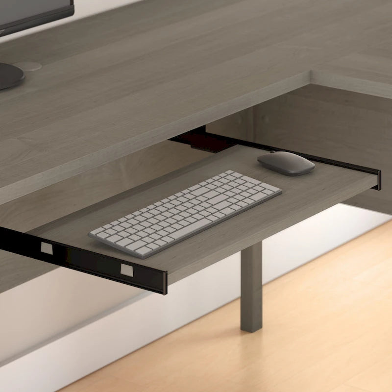 Bush Furniture Somerset 60W L-förmiger Schreibtisch mit Aufsatzregal