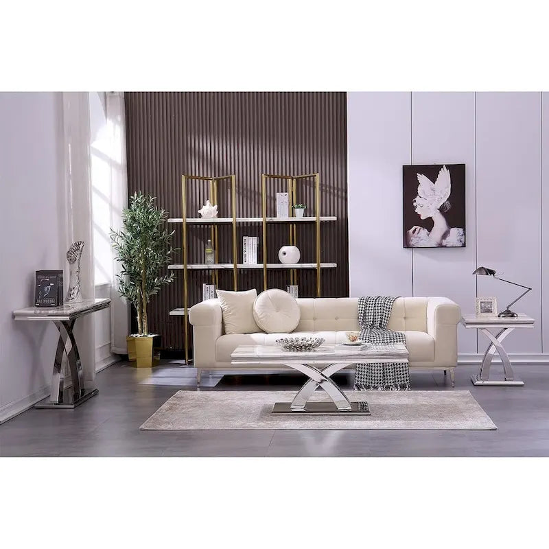 Moderne salontafel, rechthoekig model van 48 met X-vormige voet, voor de woonkamer