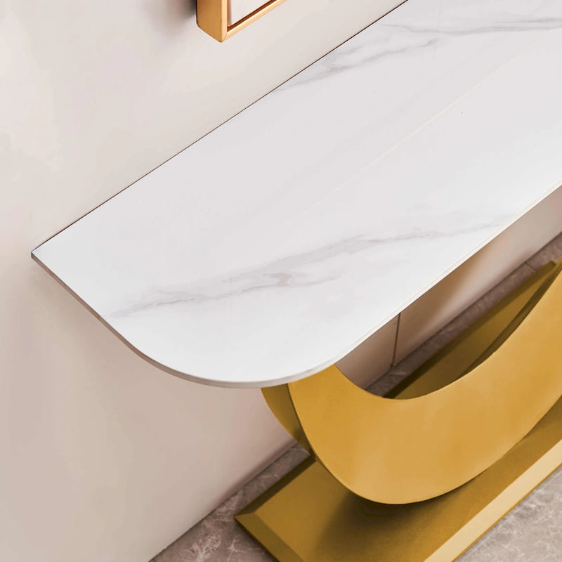 Moderner Konsolentisch, elegantes Design, Metallgestell mit verstellbaren Fußgleitern für den Eingangsbereich
