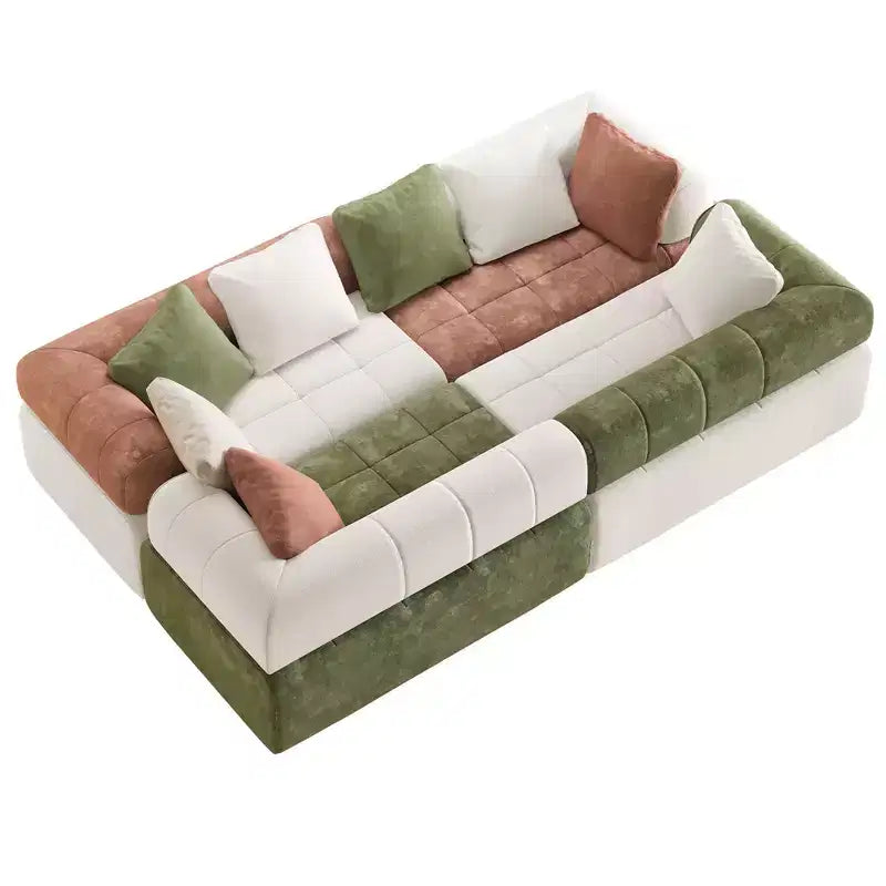 110.23 in. W modulares 4-Sitzer-Chenillesofa im Colorblock-Design mit geschwungenen Armlehnen