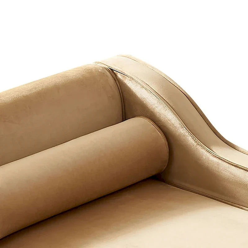 Méridienne élégante de style français en velours avec rangement et coussin