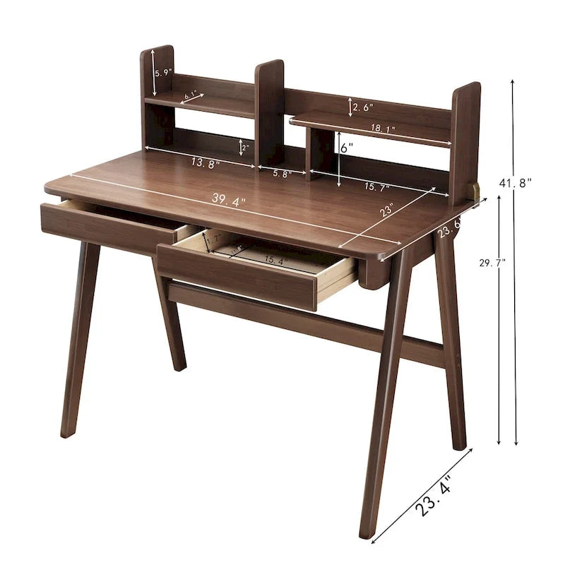 Bureau pour enfant, table en bois avec étagère à livres - N/A