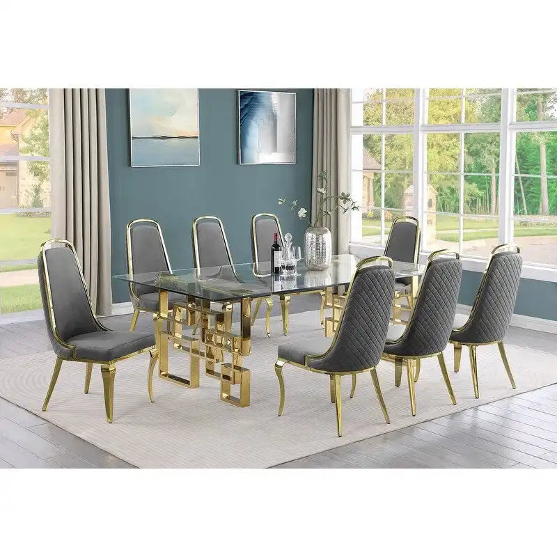 Best Quality Furniture Große Esstischsets mit Glastisch