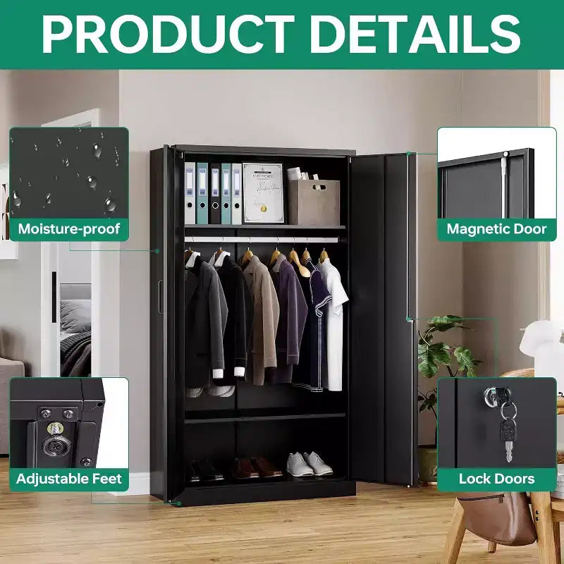 Armoire vestiaire métallique robuste BALHAM TRADE avec serrure et rangement sécurisé pour la maison, la salle de sport, l’école et le bureau