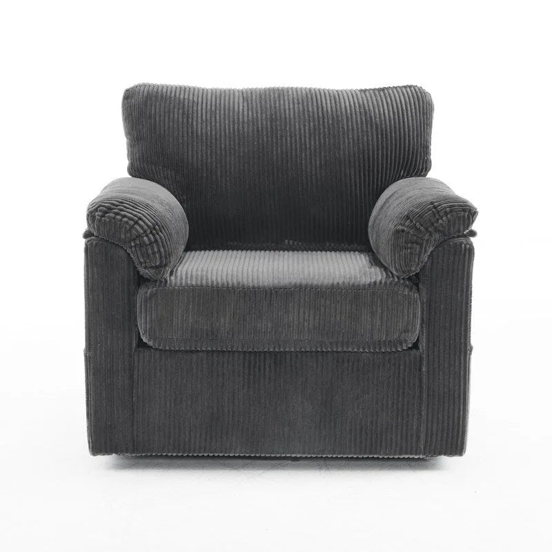 Fauteuil pivotant une place en velours côtelé de 33 pouces