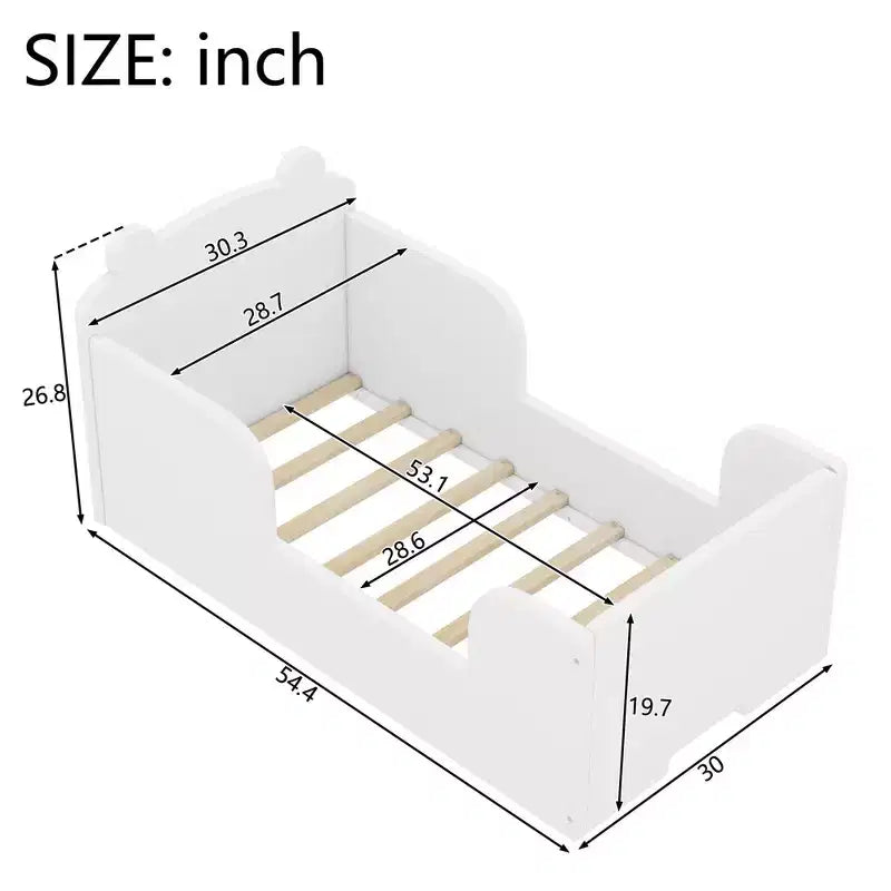Okak berenvormig vloerbed voor kinderen van 3-6 jaar, peuterbedframe met veiligheidshekje, schattig kinderbed in de vorm van een dier