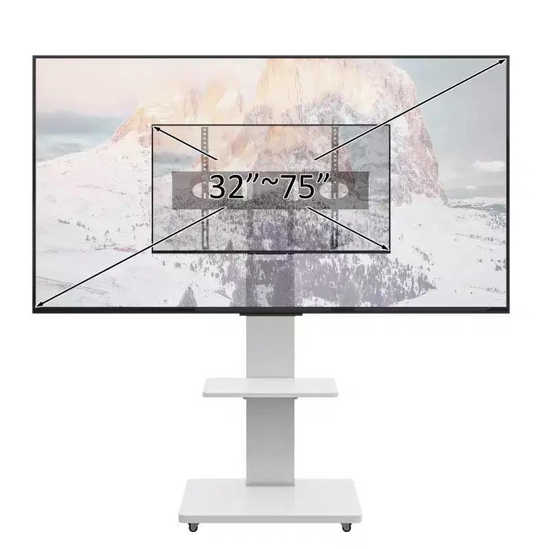 TV-meubel voor tv’s van 32-75, in hoogte verstelbare mobiele tv-wagen met lade en wielen voor de woonkamer, slaapkamer en kantoren -ModernLuxe