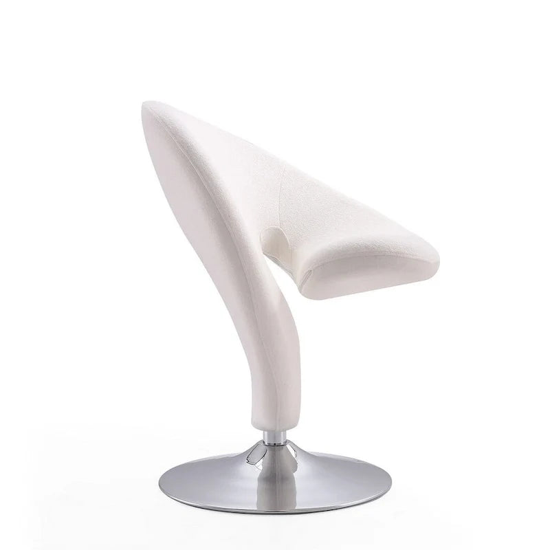 Poltrona girevole decorativa Curl Manhattan Comfort in misto lana e cromo (set da 2)
