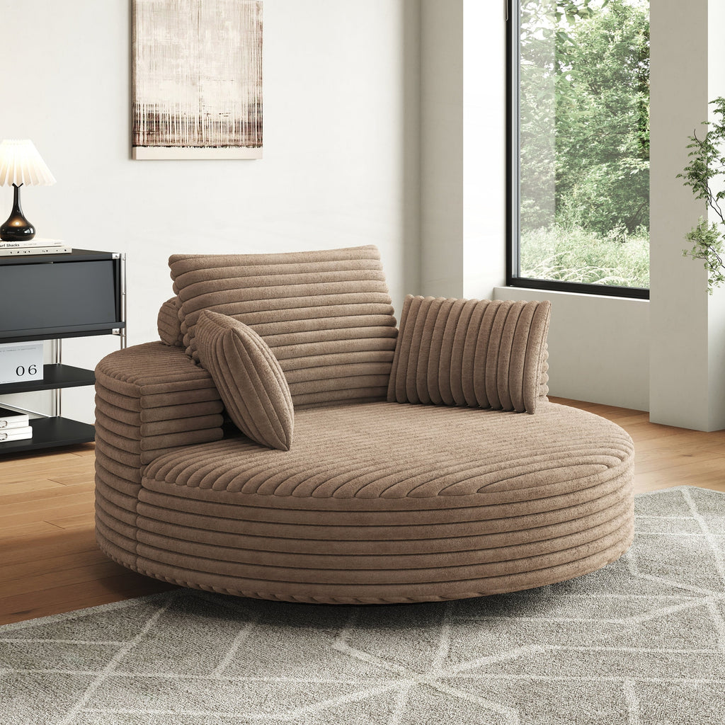 Einzelsessel mit Cord-Chenille-Bezug und Schaumstoffpolsterung, drehbar