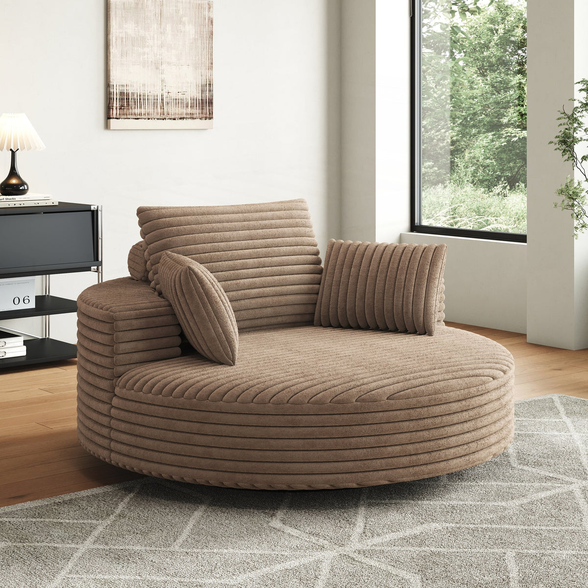 Einzelsessel mit Cord-Chenille-Bezug und Schaumstoffpolsterung, drehbar