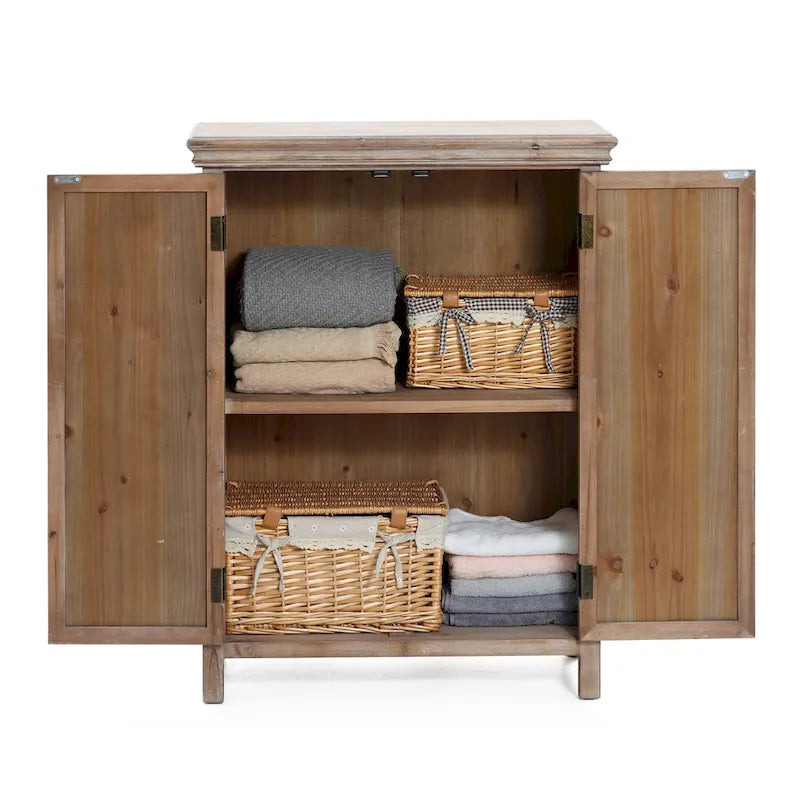 Landhaus-Stauschrank aus Holz, 37.4 hoch, mit 2 Türen - 37.4 H x 27.68 W x 13.23 D