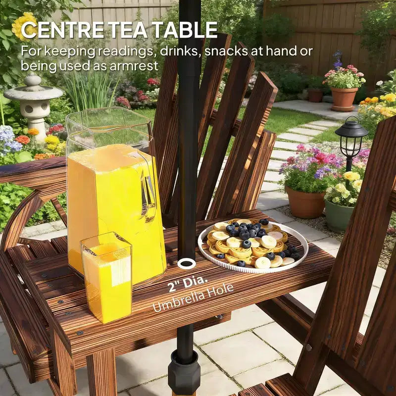 GDFStudio Sydel Gartenbank im Wagenrad-Design mit Mitteltisch und Staufach
