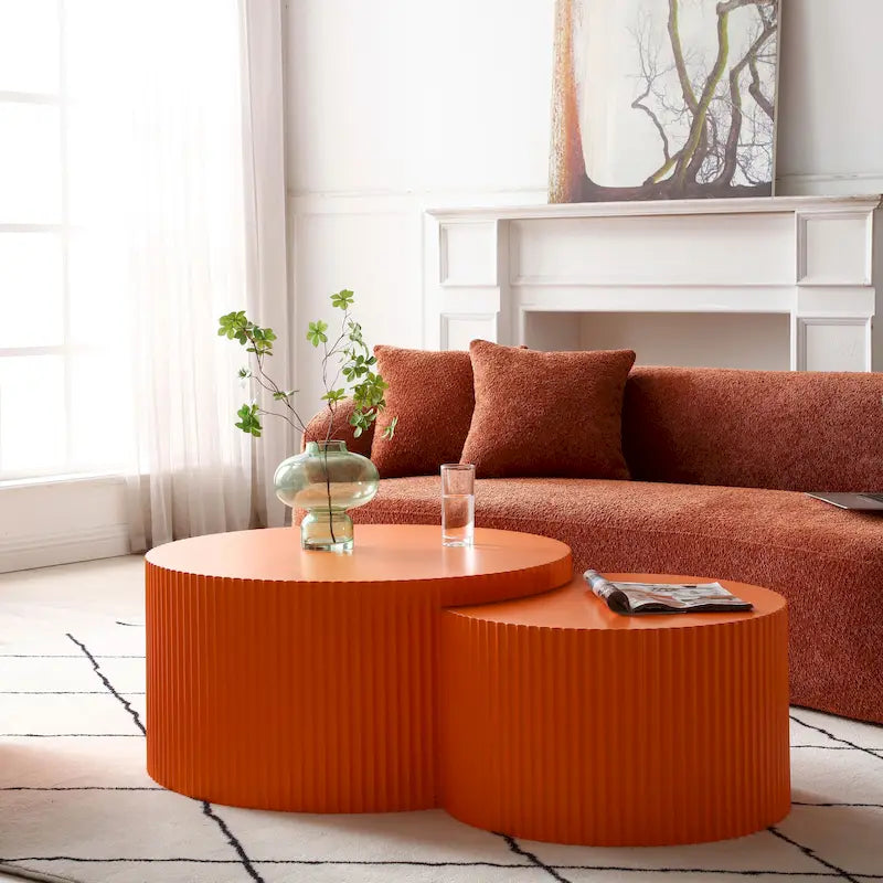 Moderne glamoureuze ronde nesting-bijzettafelset voor de woonkamer (set van 2), niet gemonteerd
