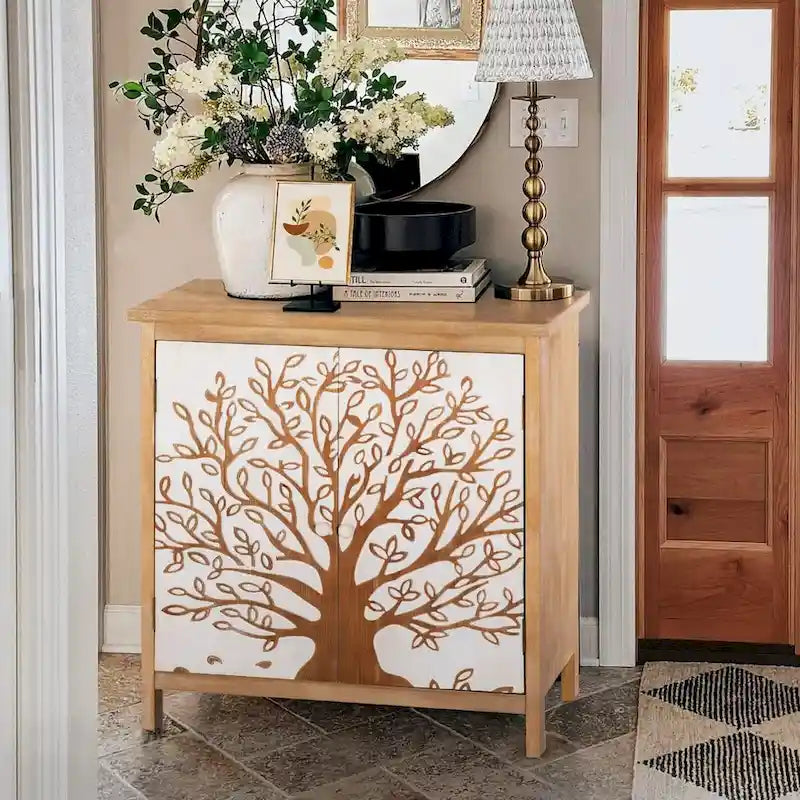 Credenza decorativa in legno con 2 ante
