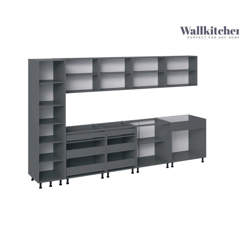 Collezione cucina elegante, base nera, misura 11Ft di larghezza - 135x24