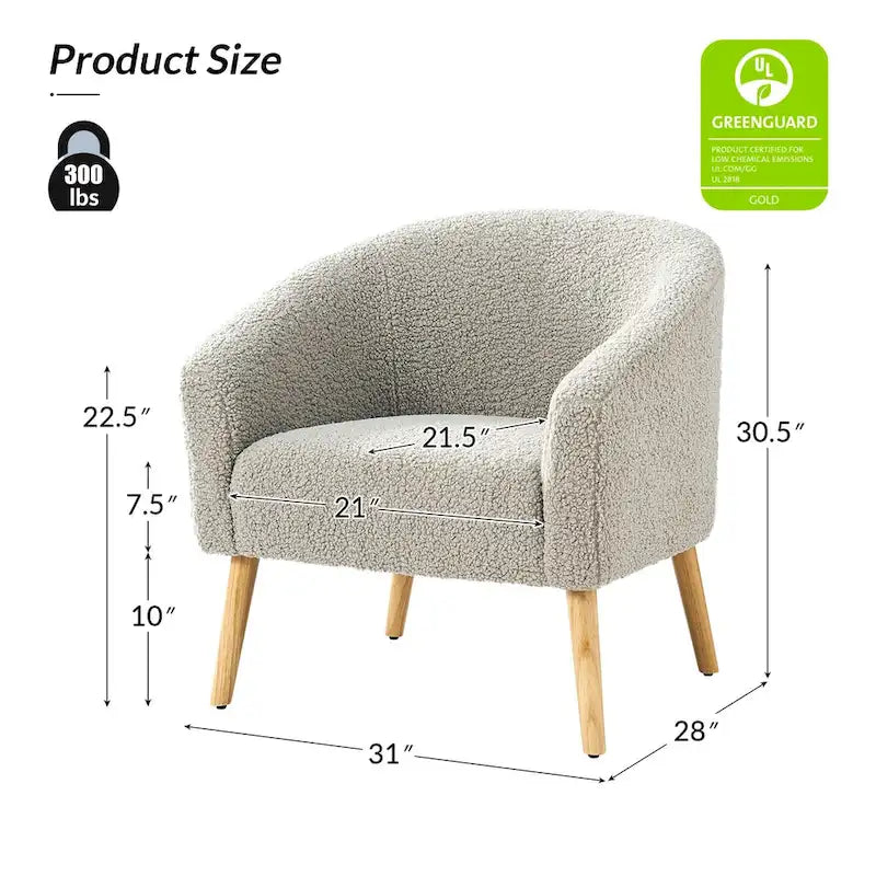 Sheila Moderner 30 W Bouclé-Sessel mit Beinen aus Massivholz, 2er-Set von HULALA HOME