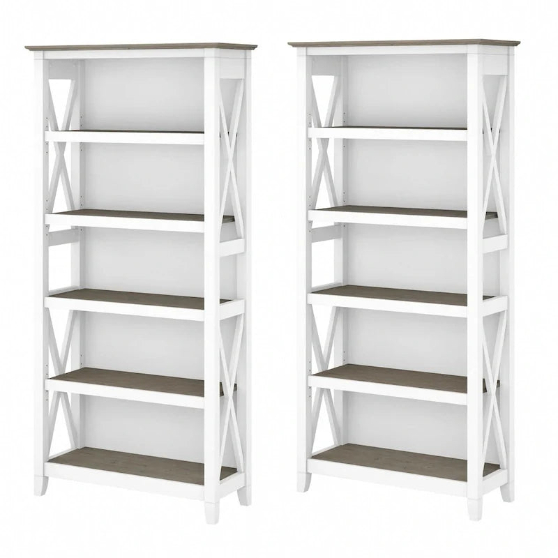 Boekenkast met 5 planken uit de Key West-serie van Bush Furniture