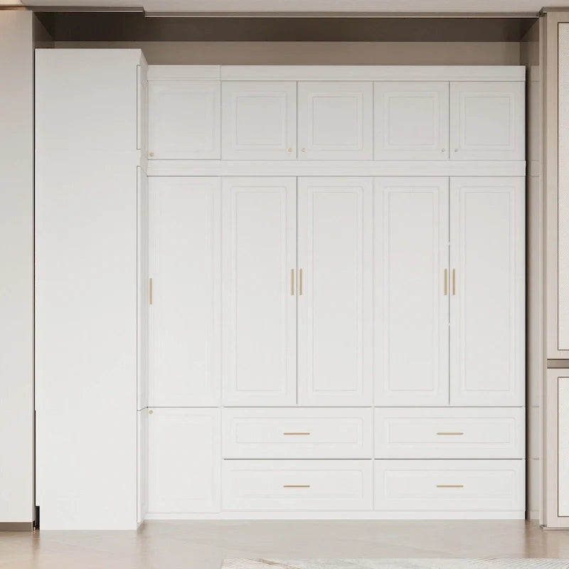 93.9H/74.2H Kleiderschrank, Garderobenschrank mit Kleiderstange, Schubladen und Stauraum