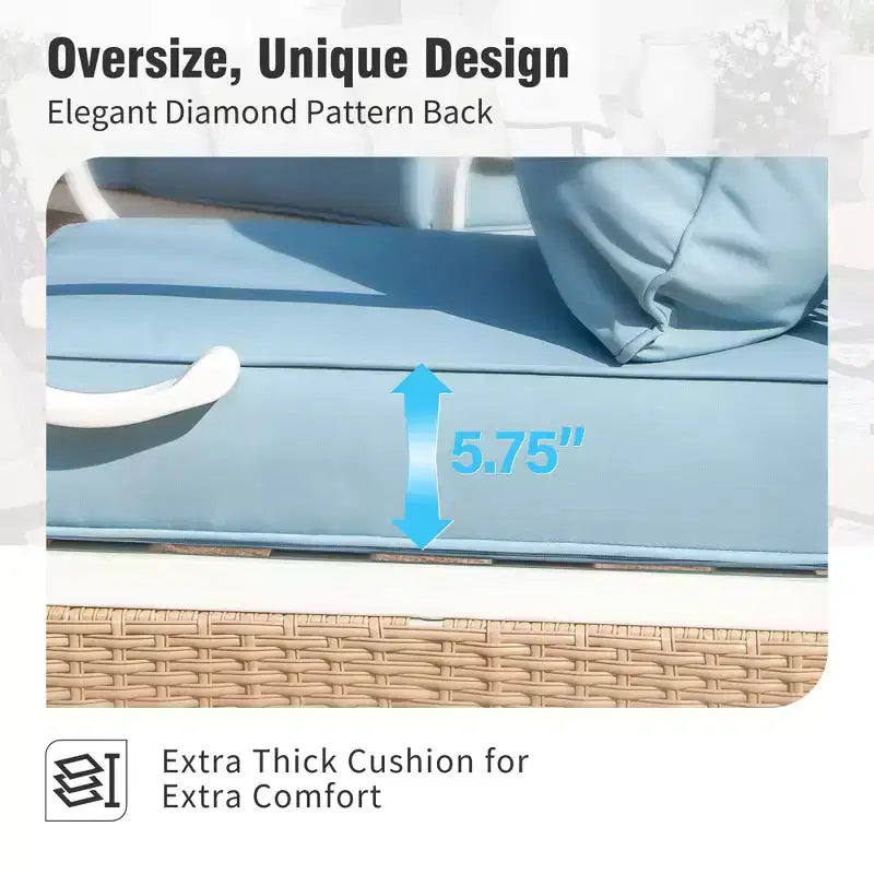 Captiva Designs 5-teiliges extra großes Outdoor-Lounge-Set aus Metall und Rattan mit Drehstühlen mit Gitterlehne und Zweisitzer
