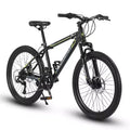 Okak mountainbike van 24 inch met stalen frame, kinderfiets met Shimano 21 versnellingen, dubbele schijfremmen en vering vooraan, fiets voor tieners