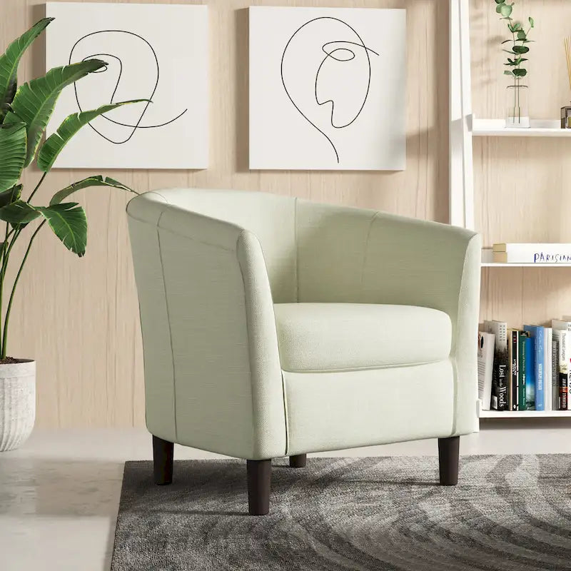 Poltrone d'accento moderne a barile, accoglienti, con braccioli, stile club