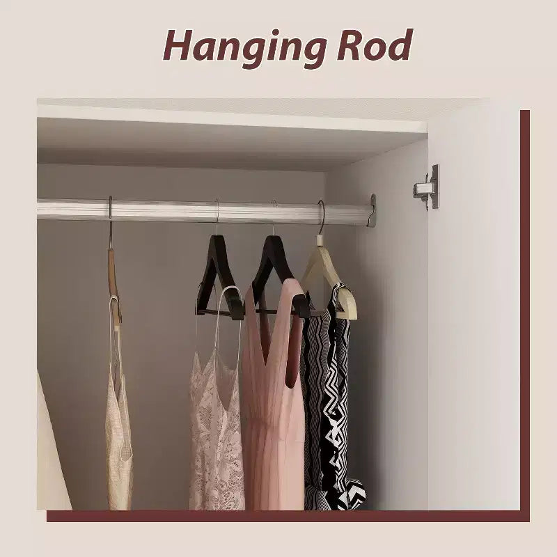 Hitow Kleiderschrank mit 2 großen Schubladen, mittigem Hängbereich und Spiegel, minimalistischer Stil