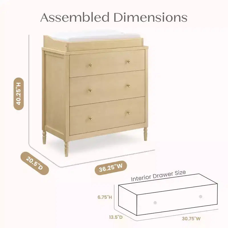 3 Drawer Dresser with Changing Top - Kids Nursery
