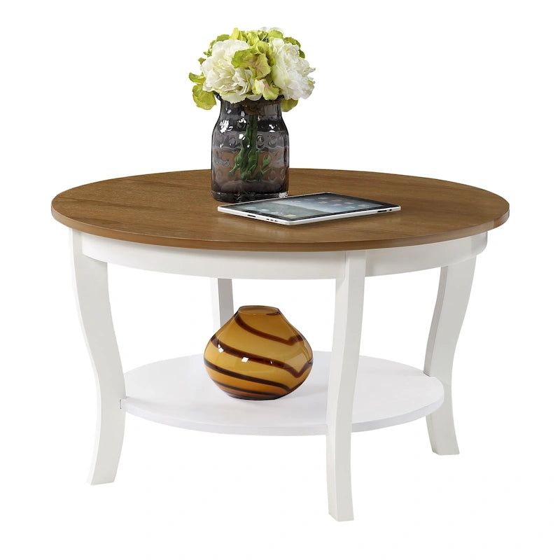 Tavolino rotondo Convenience Concepts American Heritage con ripiano