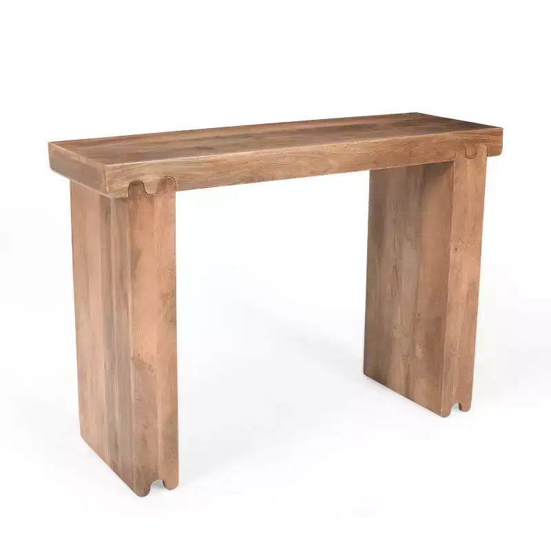 Consolle e tavolino da ingresso Whisen in legno di mango, stile rustico minimalista, con piano spesso