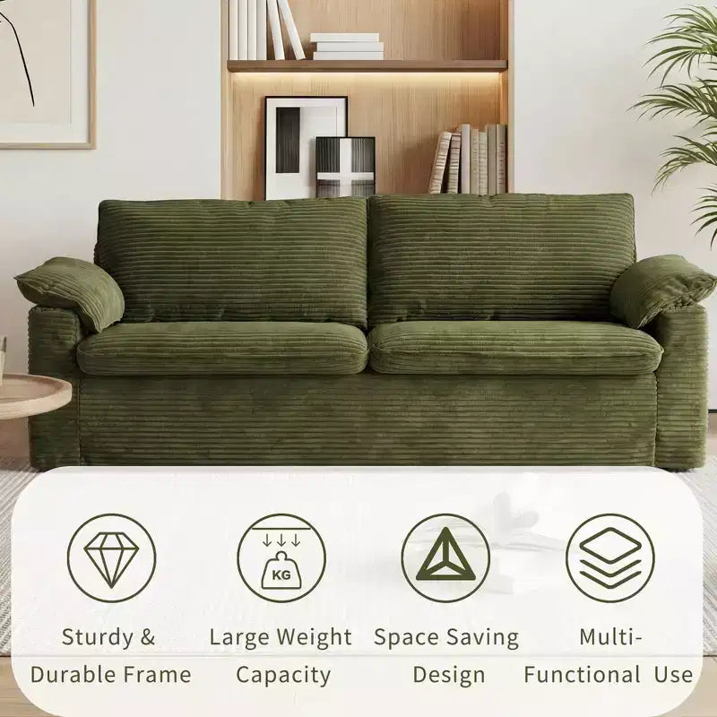 Divanetto a due posti Dyonery 86 Cloud, seduta profonda e cuscini con braccioli larghi, struttura robusta, design ergonomico traspirante