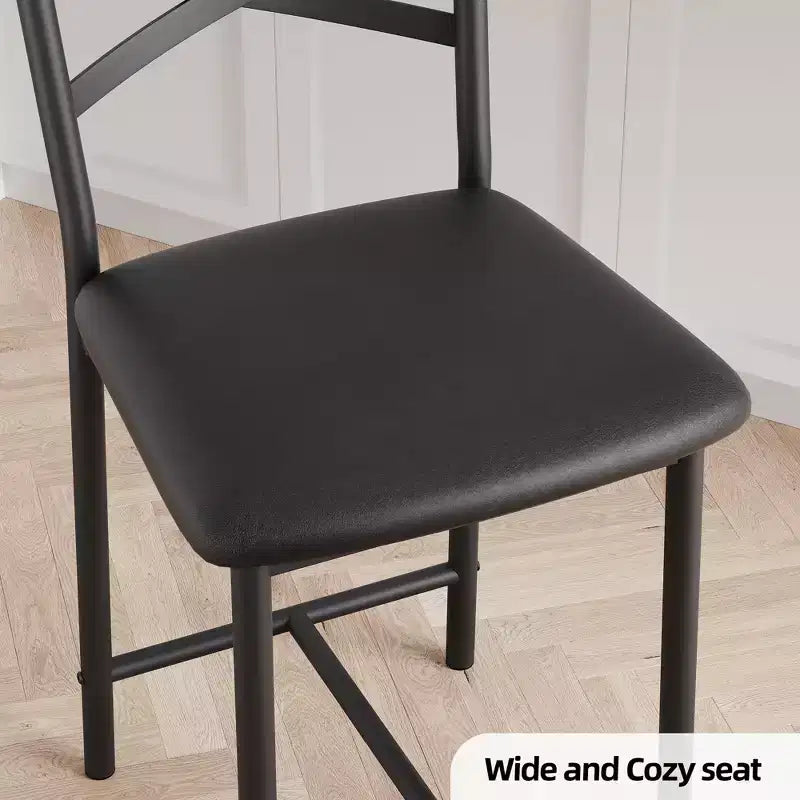 Barhocker, 4er-Set, Barstühle mit PU-Polsterung, Kücheninselstühle mit X-förmiger Rückenlehne und Metallfußstütze, schwarze Stühle in Thekenhöhe