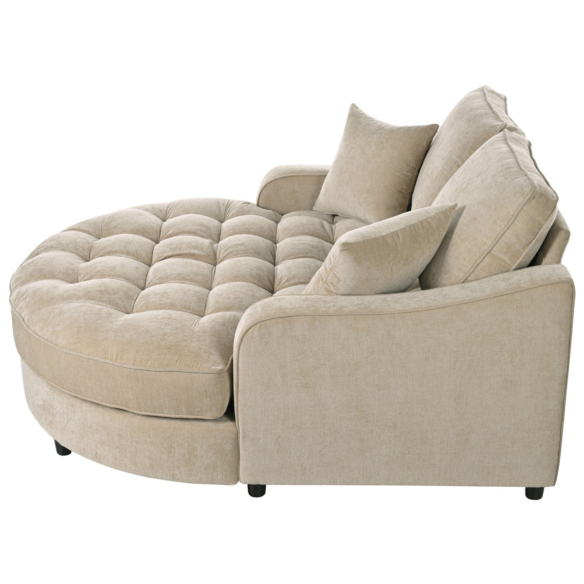 Chaiselongue-Schlafsofa aus Chenille, gepolstertes Sofa mit gesteppter Rückenlehne und 2 abnehmbaren Kissen für das Wohnzimmer