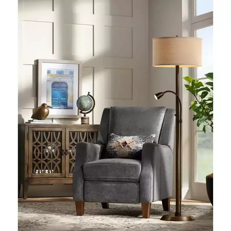 Meuble d'appoint de 40 pouces de large avec portes vitrées, étagère réglable et finition parchemin patinée