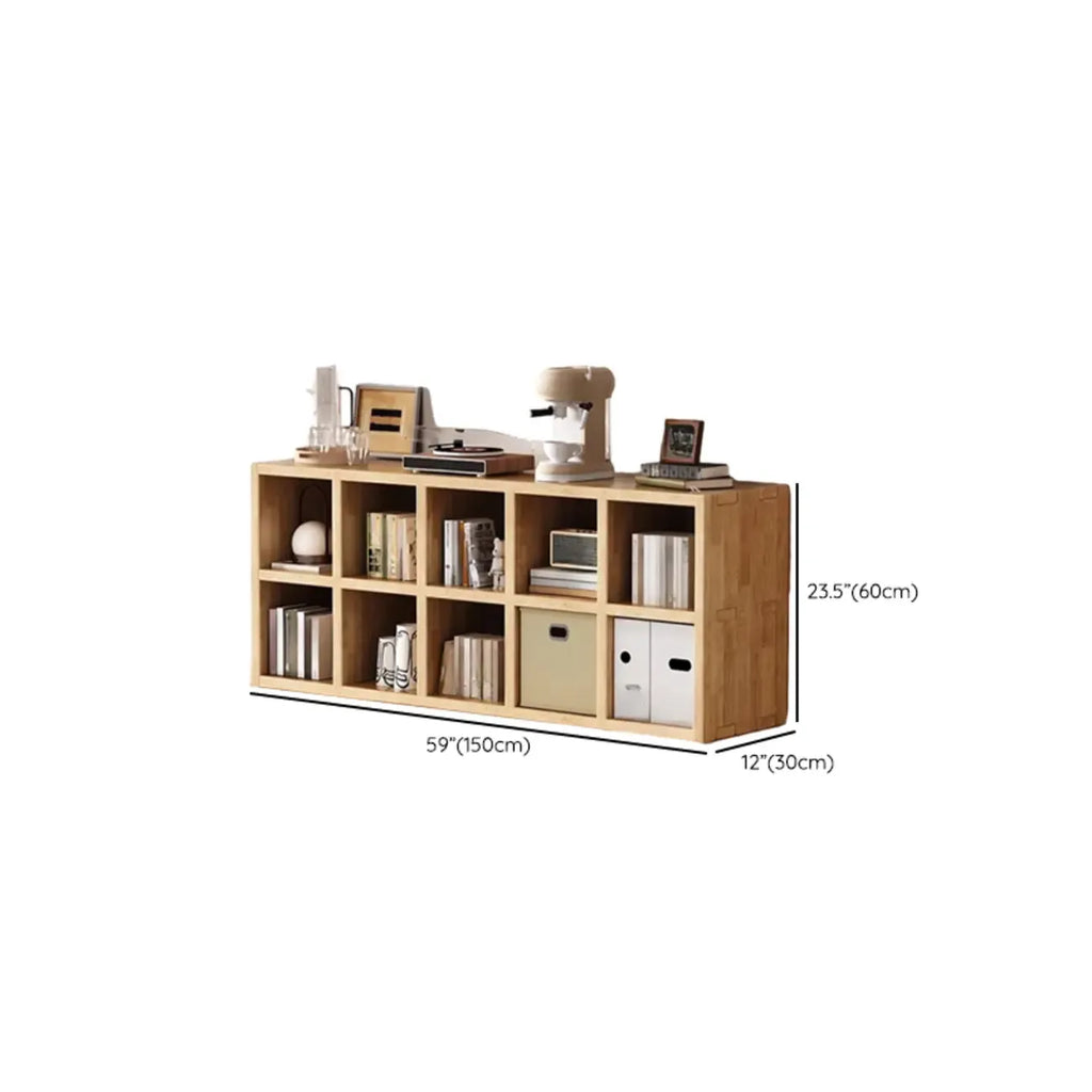 Moderne horizontale houten boekenkast met 8 vakken en naturel afwerking