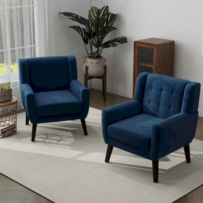 Set van 2 fluwelen fauteuils met armleuningen voor de woonkamer