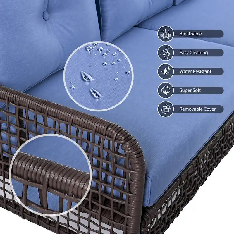 4-delige loungeset van rotan voor buiten met draaibare stoelen en salontafel