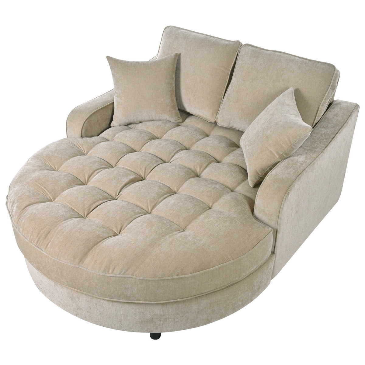 Chaiselongue-Schlafsofa aus Chenille, gepolstertes Sofa mit gesteppter Rückenlehne und 2 abnehmbaren Kissen für das Wohnzimmer