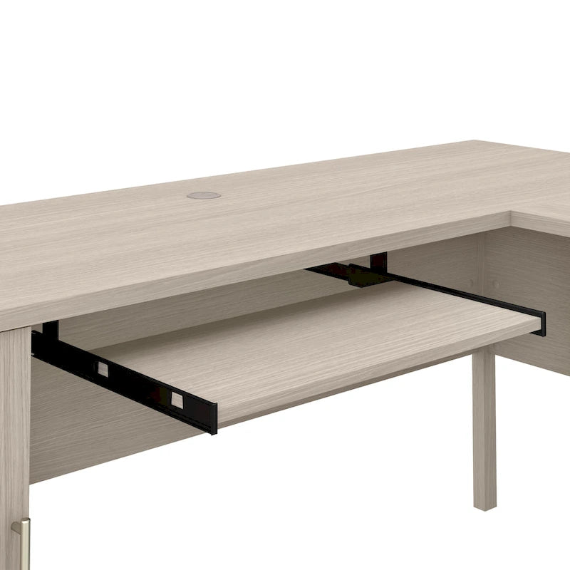 Bush Furniture Somerset 60W L-förmiger Schreibtisch mit Aufsatzregal