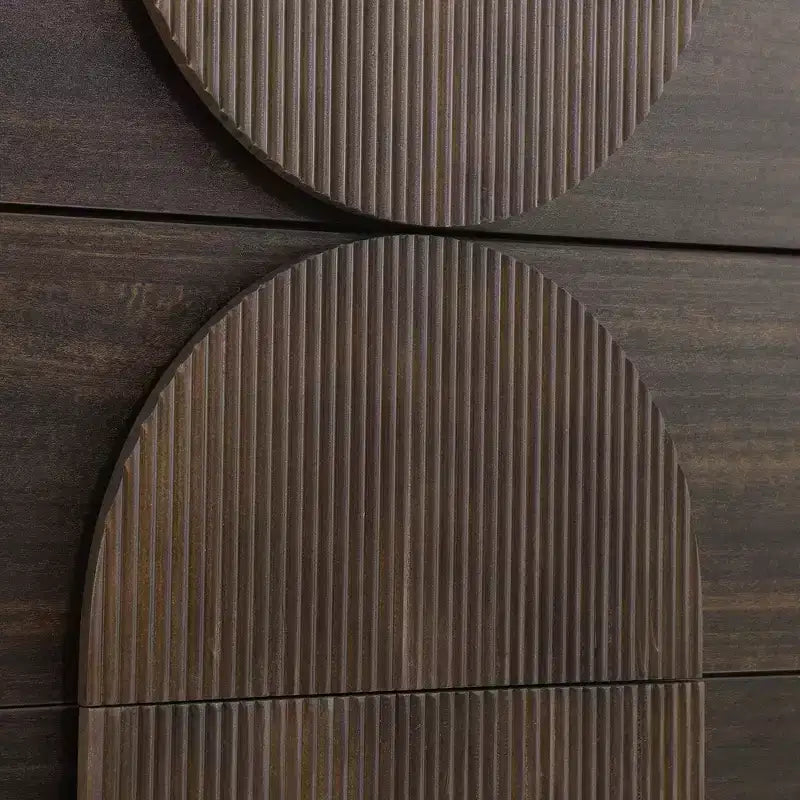 Moderne geometrische Kommode mit 6 Schubladen, breiter Stauraumschrank mit Halbkreismuster für Schlafzimmer und Wohnzimmer