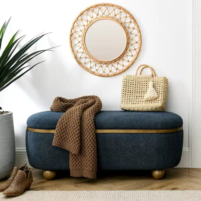 Panca contenitore imbottita con seduta, da fondo letto, grande panca contenitore per coperte